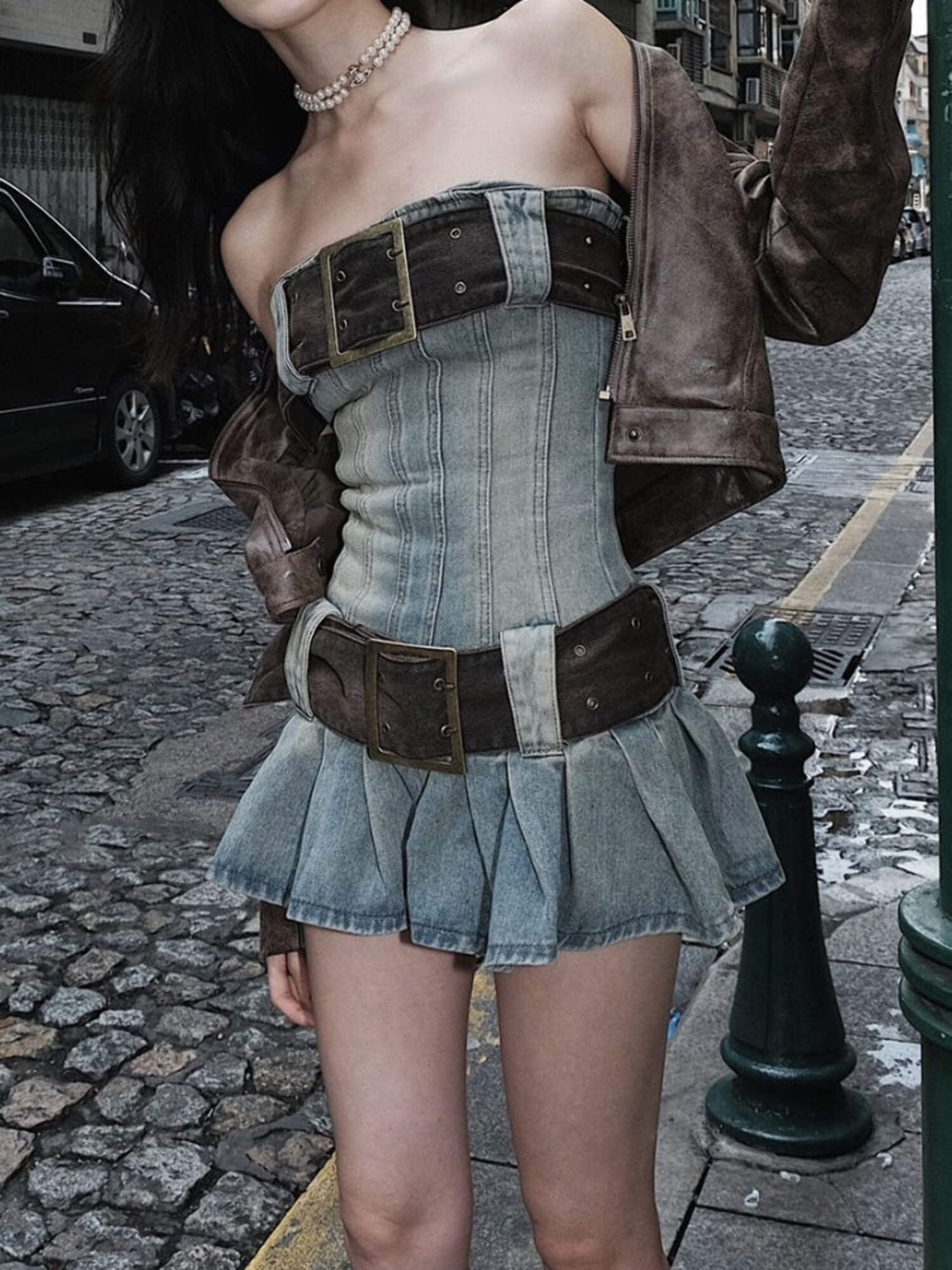 Vintage Y2k Strapless Denim Dress Women Summer Nepal Ubuy