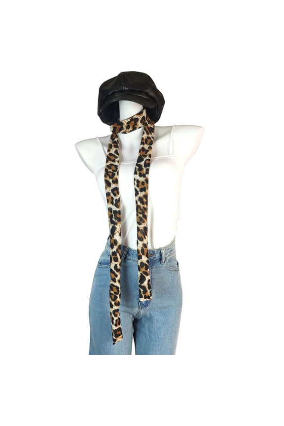 Vintage Year 2K Leopards Pattern Scarf Stylish and Narrow Design Neck Scarf Long Muffler for Daily Festival Parties