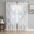 thumbnail image 1 of Vintage Yellow Blue Sheer Curtains 63 Inch Length 2 Panels Set, Abstract Art Floral Voile Window Treatment Rod Pocket Curtains Sheers Drapes for Bedroom/Living Room/Kitchen 52x"63"x2, 1 of 7