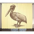 thumbnail image 1 of Ambesonne Vintage Yellow Curtains 2 Panel Set, Sketchy Pelican, 108" x 84", Pale Yellow and Brown, 1 of 3