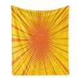 thumbnail image 1 of Vintage Yellow Soft Flannel Fleece Throw Blanket, Sun Burst with Halftone Effect Comic Book Style and Pop Art Design, Cozy Plush for Indoor and Outdoor Use, 60" x 80", Orange and Yellow, by Ambesonne, 1 of 6