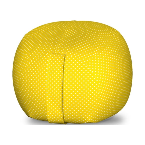 Vintage Yellow Storage Toy Bag Chair, Traditional Polka Dot Pattern Traditional European Spotty Retro Design, Stuffed Animal Organizer Washable Bag, Large Size, Yellow and White, by Ambesonne