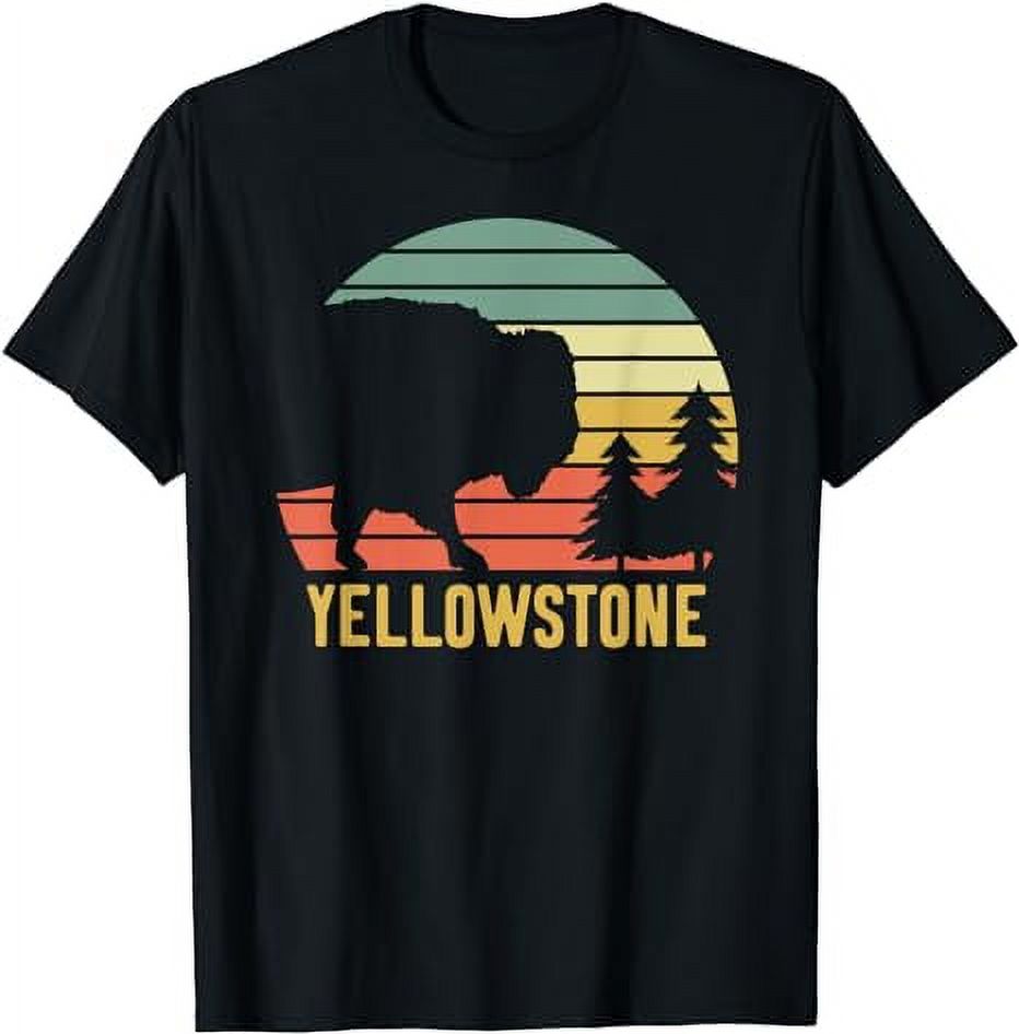 Vintage Yellowstone National Park Retro Travel Buffalo Bison T-Shirt ...