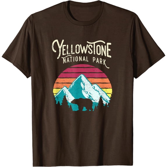Vintage Yellowstone National Park WY Mountain Bear Unisex T-Shirt for Men Women Kids Toddler