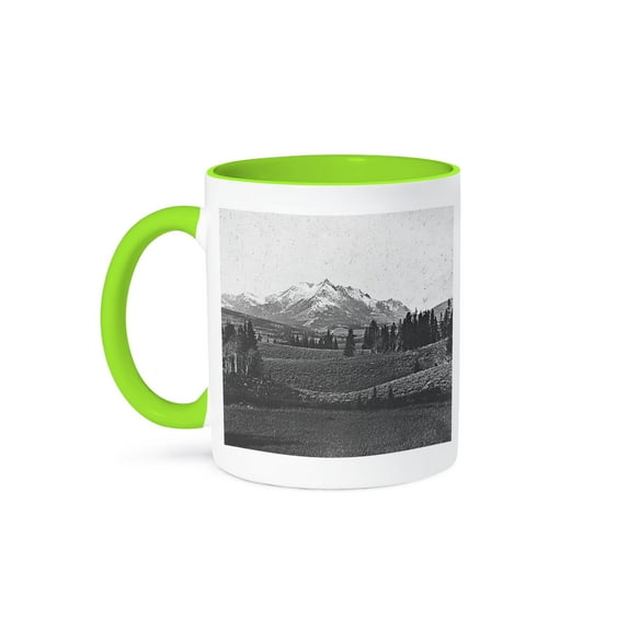 Vintage Yellowstone National Park Waterfall Mt View Victor Animatograph Co. 12, 15oz Two-Tone Green Mug