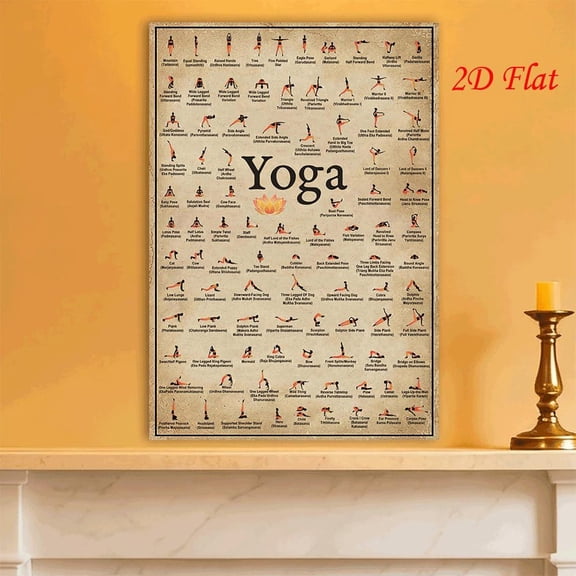 Vintage Yoga Poses Chart Wall Art Print, Unframed Paper Poster 8x10in