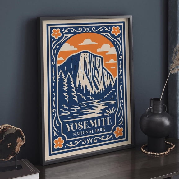 Vintage Yosemite National Park El Capitan Landscape Decor Poster, Unframed Paper Poster 8x10in