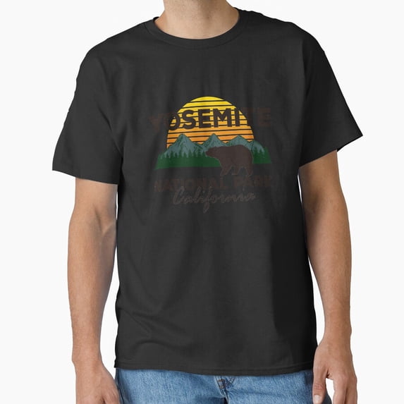 Vintage Yosemite National Park Sierra Nevada Black Bear Sunset California Classic T-Shirt T-Shirt - Perfect T-Shirt For Everyone