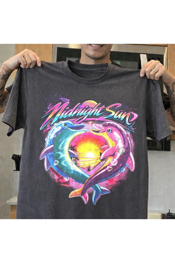 Vintage Zara Larsson Midnight Sun Dolphin Graphic T-Shirt, Retro Pop Concert Tee