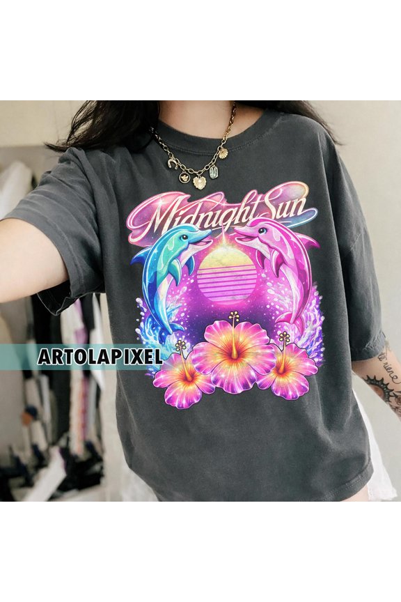 Vintage Zara Larsson Midnight Sun Dolphin T-Shirt, Scandinavian Pop Concert Tee