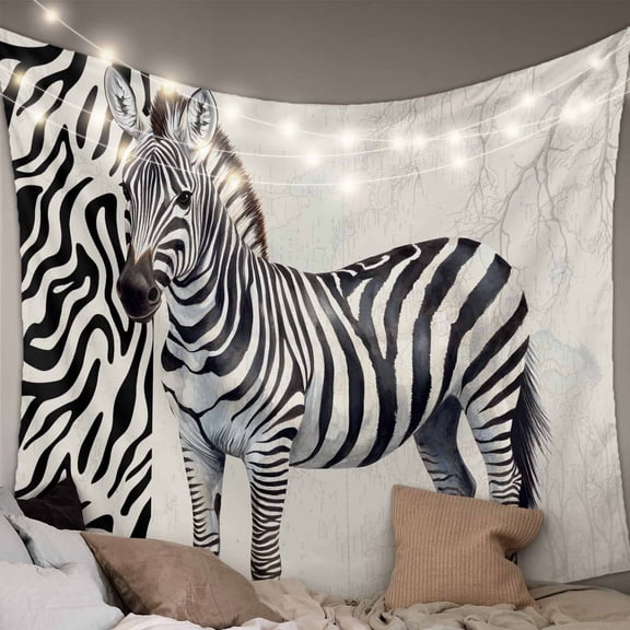 Vintage Zebra Small Tapestry for Bedroom Wall Hanging Tapestry, Modern Art Animal Watercolor Ceiling Backdrop Tapestries Poster Blanket Wall Decor for Teens Room Living Room Dorm 23" x 28"