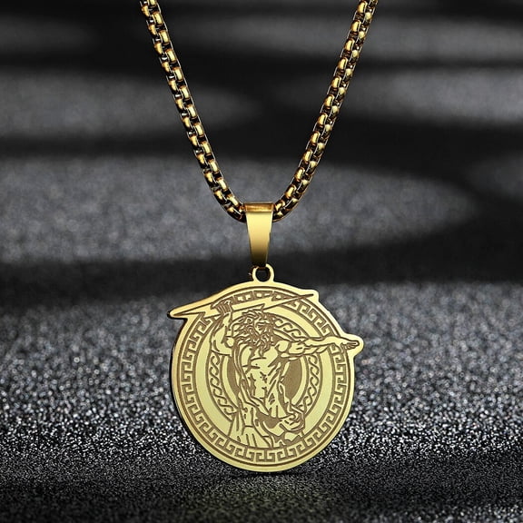 Vintage Zeus Stainless Steel Necklace Greek Mythology Sky Thunder God Jupiter Ancient Jewelry
