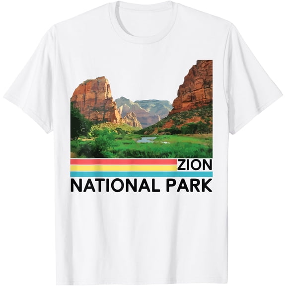 Vintage Zion National Park Retro Mountain Graphic Unisex T-Shirt for Men Women Kids Toddler,White Color,Size M