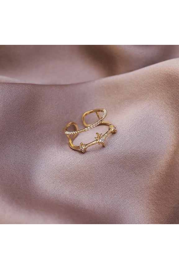 Vintage Zircon Star Tassel Ring Alloy Gemstone Jewelry Gift