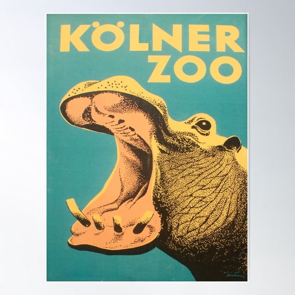 Vintage Zoo Poster Hippopotamus Poster Wall Art, Modern Wall Decor For Living Room Bedroom, 8x12 UNFRAMED