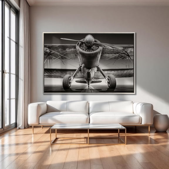 Vintage airplane art Airplane on the runway print Aviation gift Aviation decor Airplane on the runway wall art Ready To Hang Poster Decor, Size 8x12 UNFFRAMED F03.1.8l2654