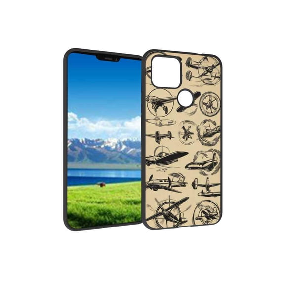 Vintage-airplane-propeller-emblems-2 Phone Case, Designed for Google Pixel 4A 5G Case Soft Silicon for women girls boys wife gift,Shockproof Phone Cover