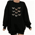 thumbnail image 1 of Vintage beautiful Butterfly Graphic Tee T-Shirt Top Print Breathable Round-neck long-sleeved Black S-3XL, 1 of 6