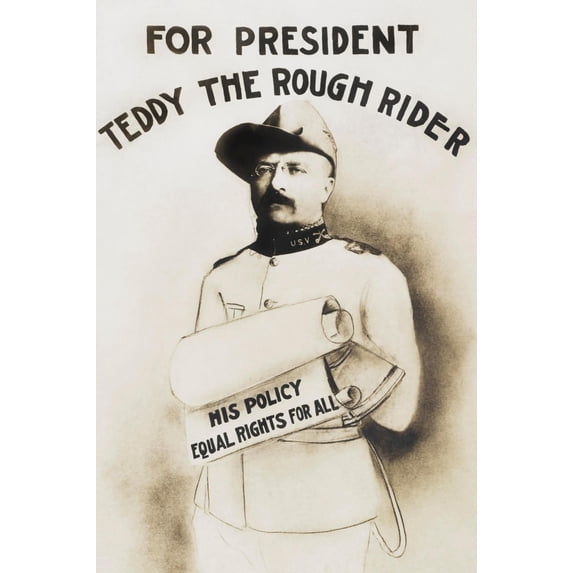 Art.com Vintage campaign poster of Theodore Roosevelt. Art Print by Vernon Lewis Gallery, 24" x 36"