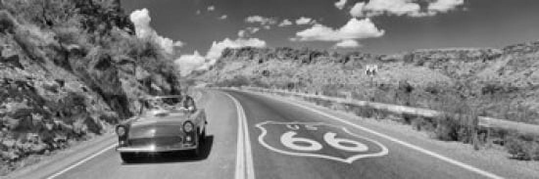 Vintage car moving on the road Route 66 Arizona USA Canvas Art - Panoramic Images (18 x 6)