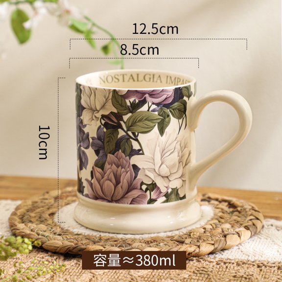 Vintage ceramic mug office breakfast cup coffee cup creative floral water cup home cup