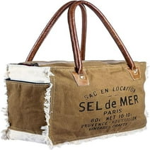 Vintage crafts bags sel de mer upcycled canvas hand bag radiant leather tote bag