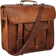 Vintage crafts handmade leather travel messenger office cross body bag laptop briefcase satchel for men and women brown