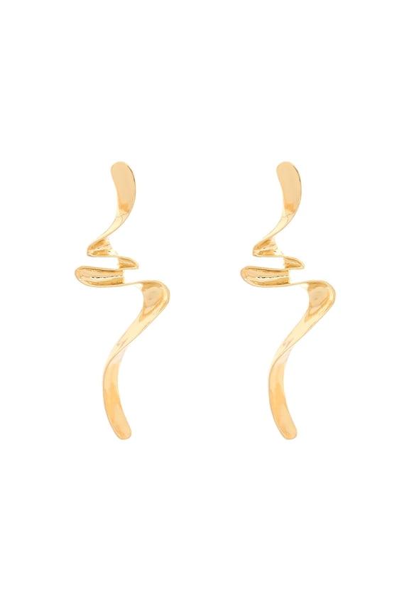 Vintage design alloy lightning earrings, fashionable and versatile, textured gold-colored Lightning earrings for women