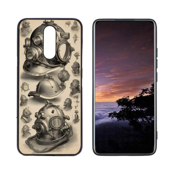 Vintage-diving-helmet-scenes-0 Phone Case, Designed for LG X4 Case Soft Silicon for women girls boys wife gift,Shockproof Phone Cover