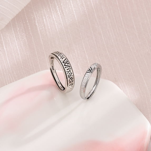 Vintage do old couple ring index finger ring trend double V letter plain ring ring man