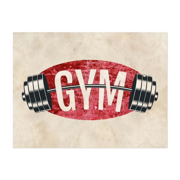 Vintage emblem for gym with barbell - Illustration Unframed Wall Art Print 5 x 7 inches