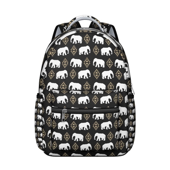 Vintage ethnic floral elephant school backpack for Student, bohemian mandala pattern, breathable and adjustable straps, durable oxford fabric, great for students