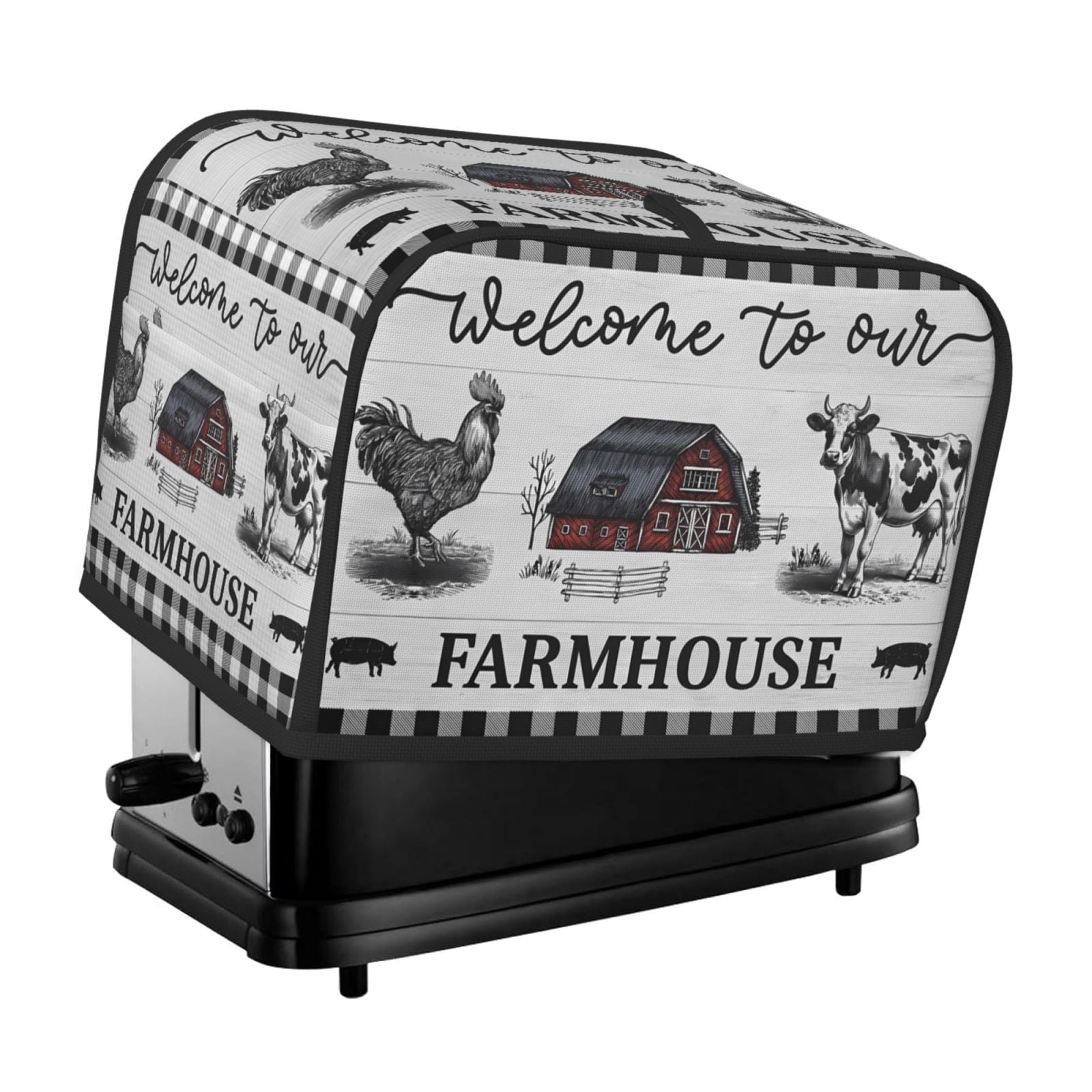 Vintage Farmhouse Toaster Cover, Farmyard Rooster and Cow Pattern ...