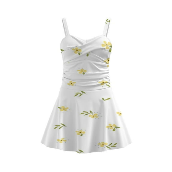 Vintage floral One Piece Swimdress Swimsuits for Women Tummy Control Swim Dresses Skirt Bathing Suit XS