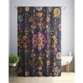 thumbnail image 1 of Vintage floral print waterproof shower curtain and window treatments with 12 hooks., 1 of 10