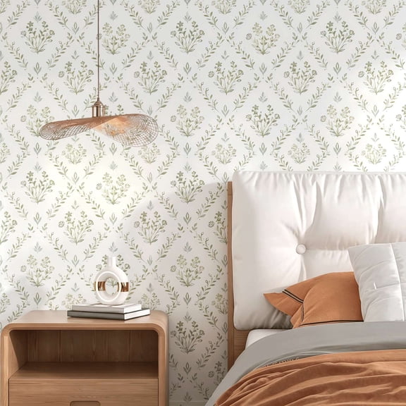 Vintage floral vine trellis wallpaper.Elegant pastoral aesthetic style.Suitable for interior walls or cupboards decor home art.