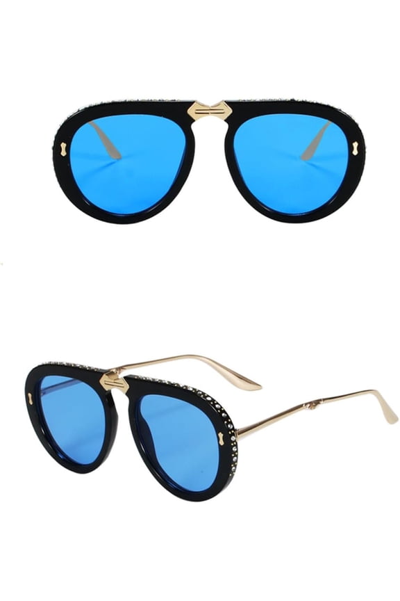 Vintage folding sunglasses women crystal oversize clear eyeglasses sun glasses men shades