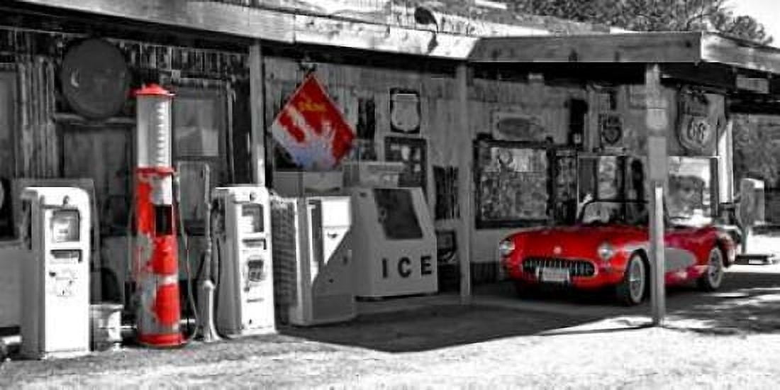 Vintage gas station on Route 66 Canvas Art - Vadim Ratsenskiy (10 x 20)