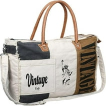 Vintage genuine canvas leather tote bag handbag shopper shoulder purse bag for women