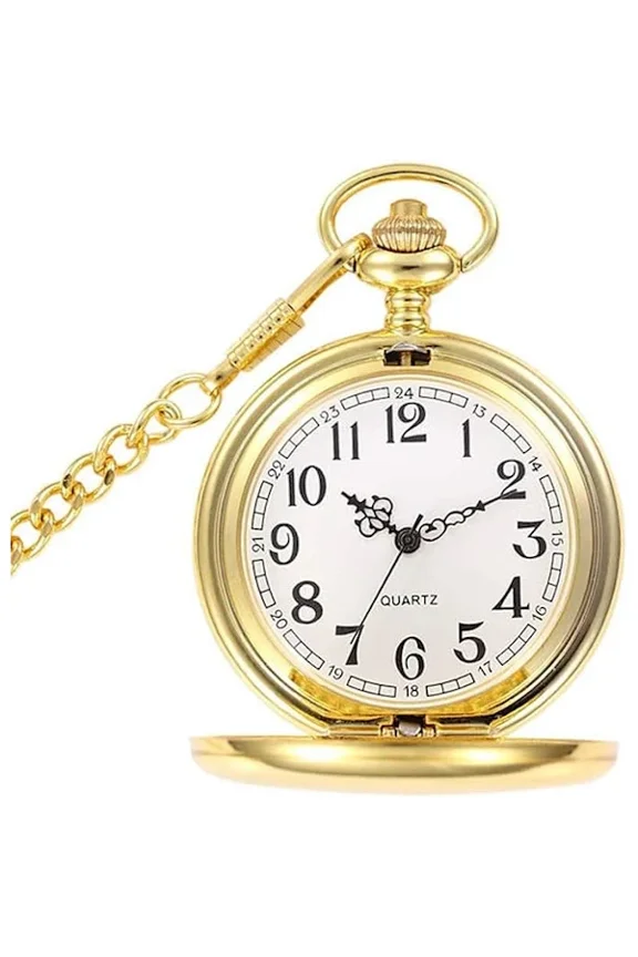 Vintage gold quartz pocket watch for men and women - Father's Day