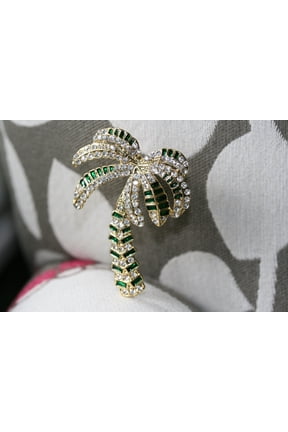 Gold Tone Metal Palm Tree Brooch