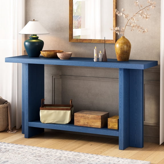 Vintage-inspired Ash Wood Veneer Console Table with T-leg Design for Entryway and Living Room Adds Nostalgia and Stability