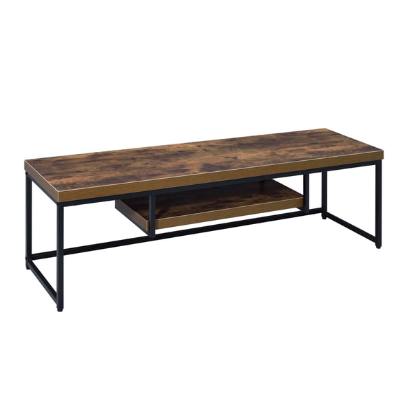 Vintage - inspired Weathered Finish | 1 - shelf TV Stand for Entertainment Area, Stores Gaming Consoles