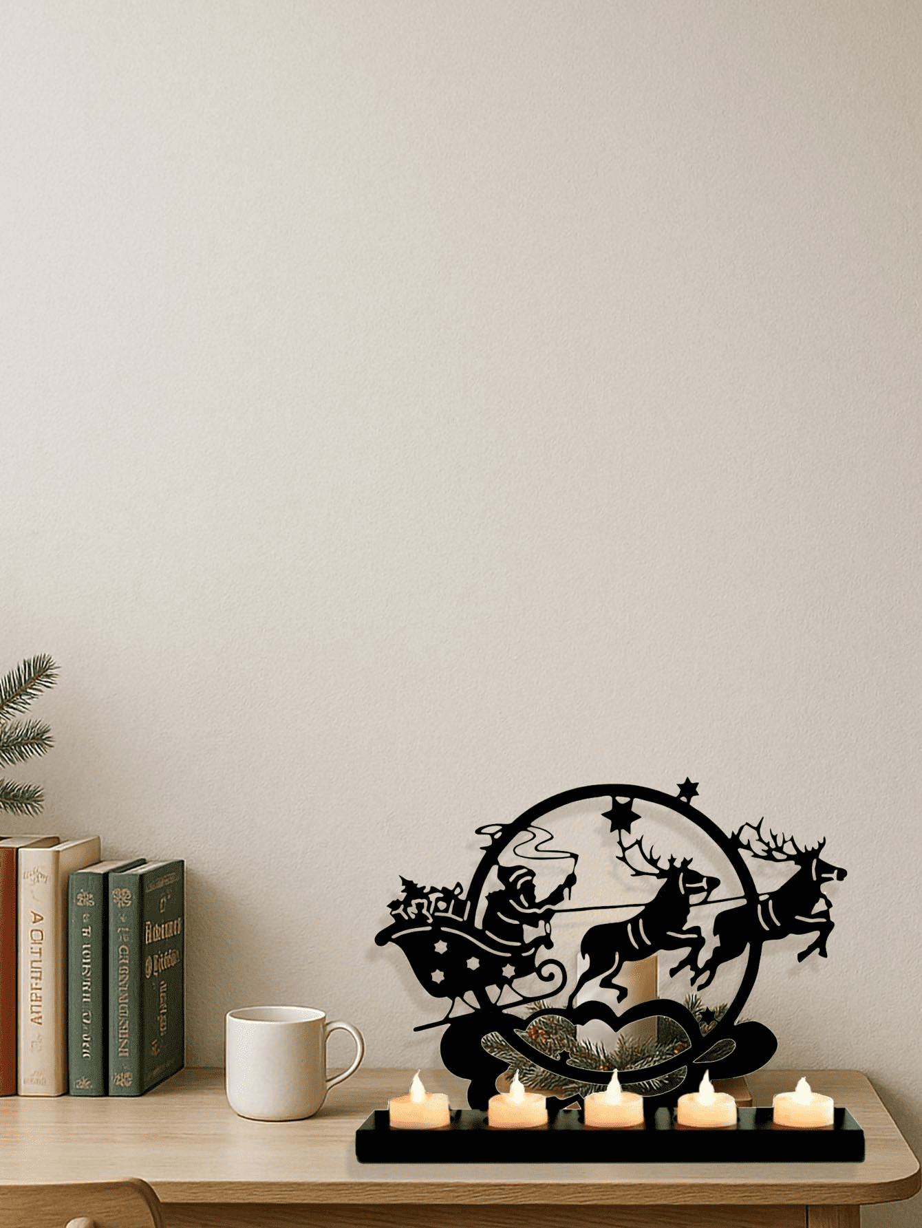 Vintage iron Reindeer Candle Holder for Christmas Table and Mantel Decor