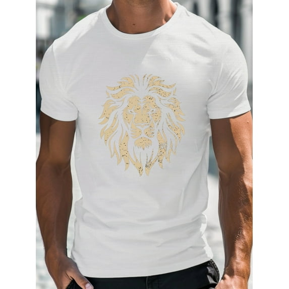 Vintage lion design Fitted Men's T-Shirt, Sweat-wicking and Freedom of Movement, 1 pc, 100% cotton T-shirt