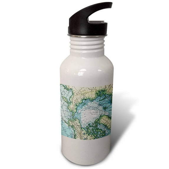 Vintage map of the North Pole polar cap Russia Northern America Greenland - geography travel theme 21 oz Sports Water Bottle wb-112942-1