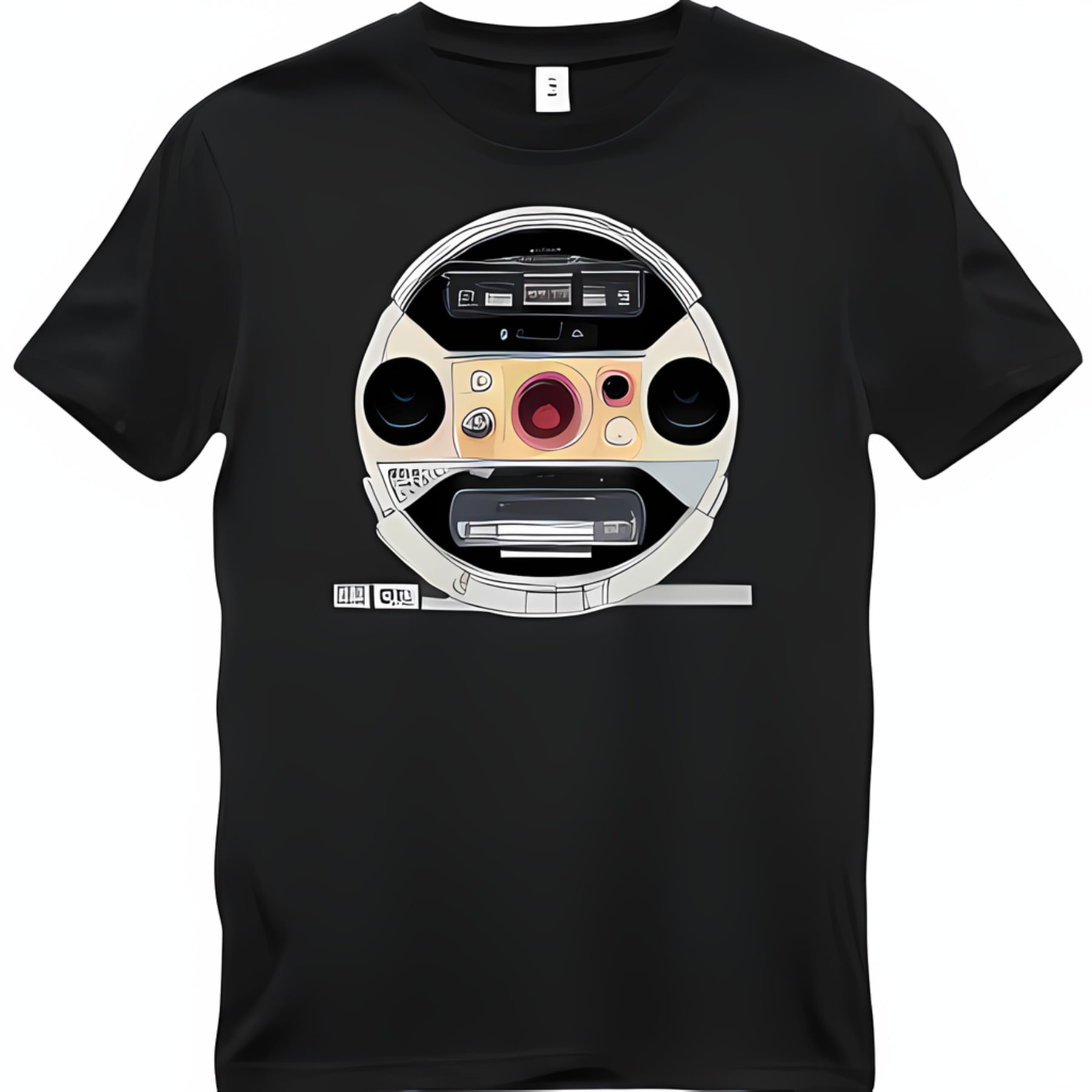 Vintage meets modern: Retro Radio Robot Graphic Black T-Shirt A Fusion