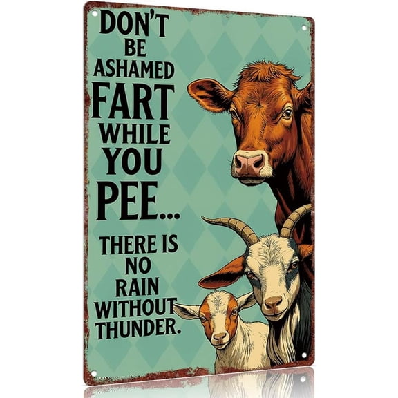 Vintage metal sign "Fun Cow Goat Quote Sign 12x8inch Decorative Signs Wall Art Aluminum Poster Farmhouse Kitchen Decor"