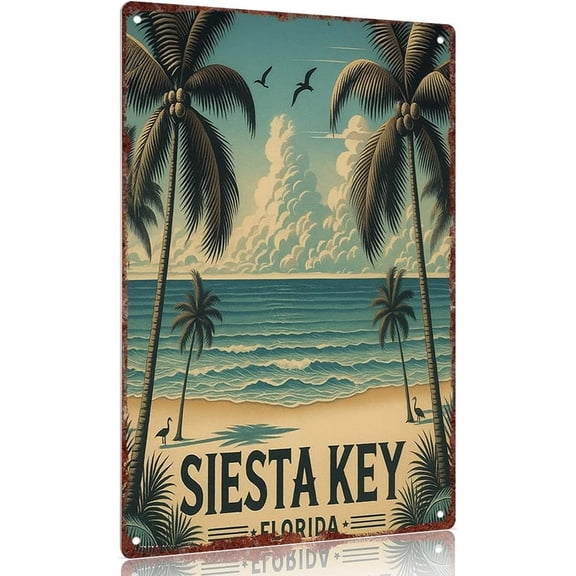 Vintage metal sign Siesta Key Florida Decorative Sign Aluminum Wall Art Poster 12x8 inch Beach Home Decor