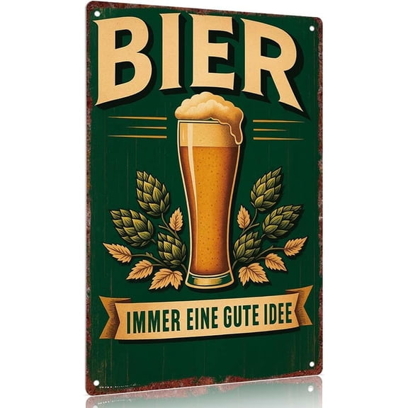 Vintage metal sign Vintage Bier Sign German Beer Poster Wall Decor Aluminum 12x8inch for Kitchen Bar Restaurant